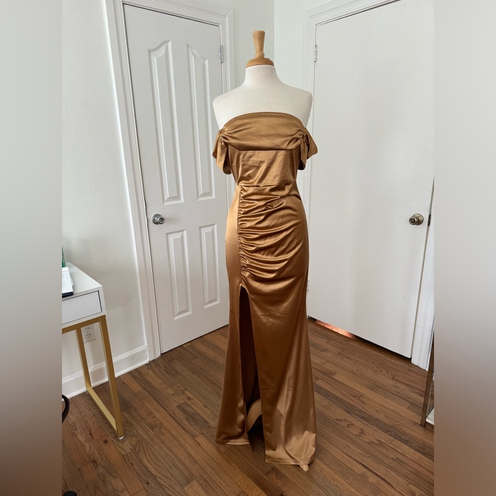 Gold slinky gown